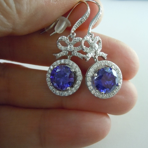 Charles Winston for Bella Luce Jewelry - Amethyst Gemstone Bowtie Drop Earrings